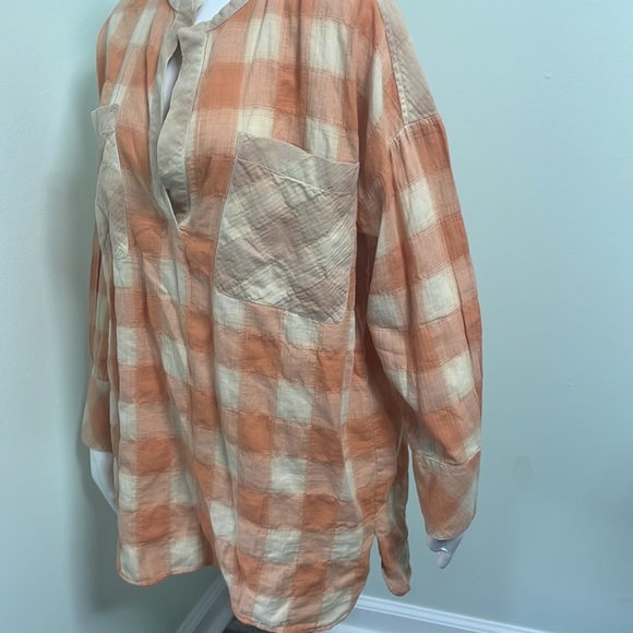 IRO Mayra Monocrome Checkered Plaid V Neck Blouse - Picture 12 of 14